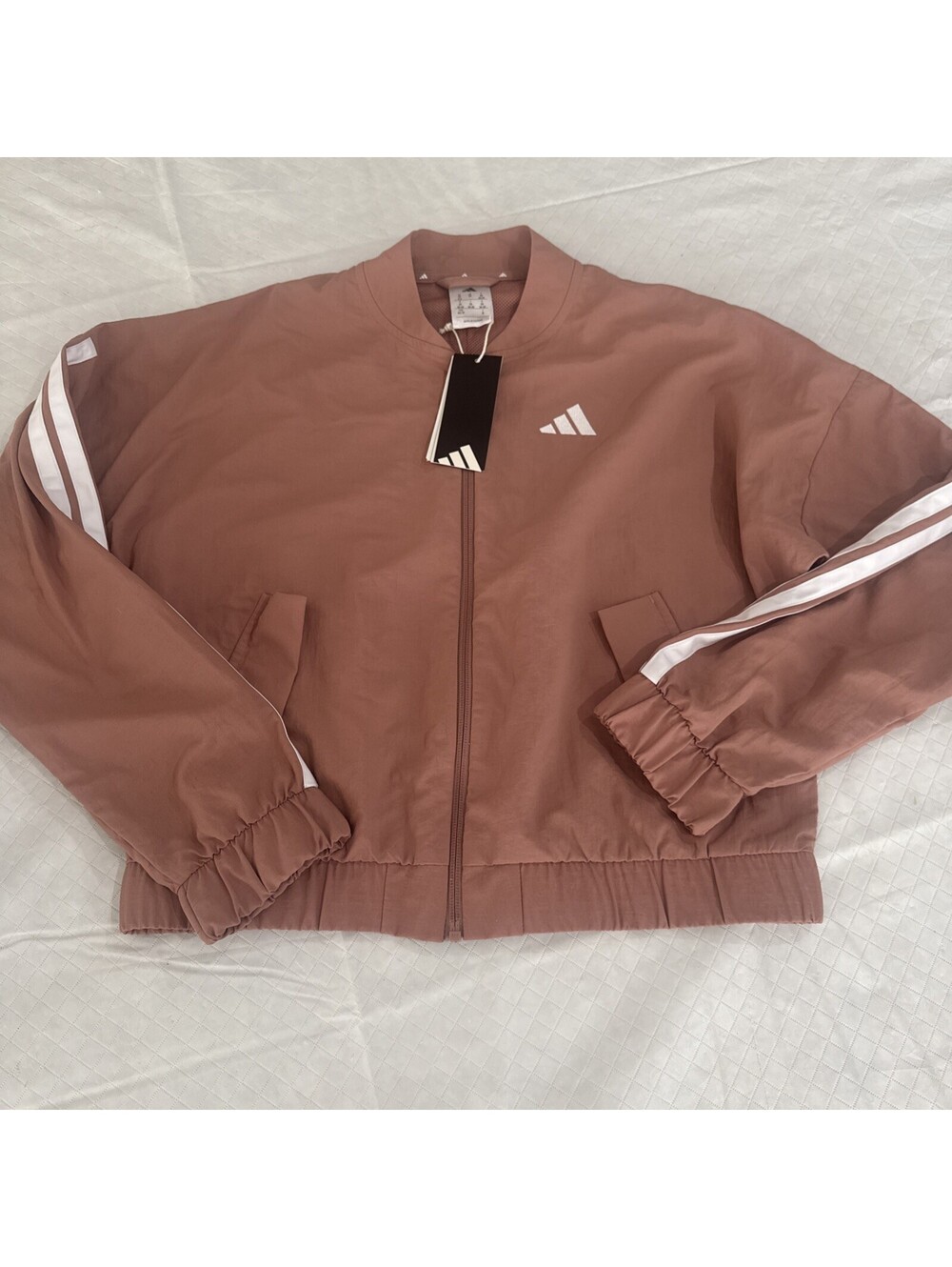 Adidas Women's Woven Bomber Jacket, Warm Clay, XS, Full Zip, pockets